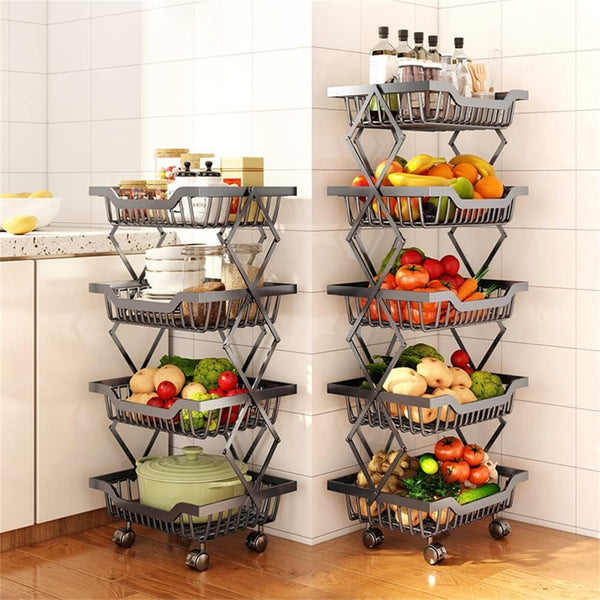 5-Tier Kitchen Organization Fruit Basket: Efficient Storage Rack for Tidy Spaces