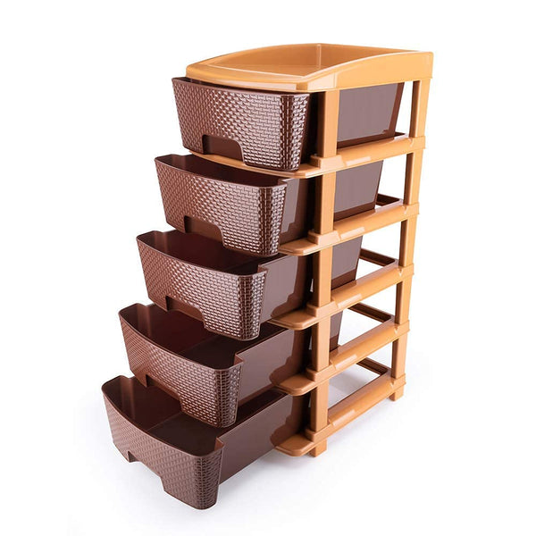 Brown Modular Chest of Drawers: Large Organizer Storage Box - Plastic Drawers