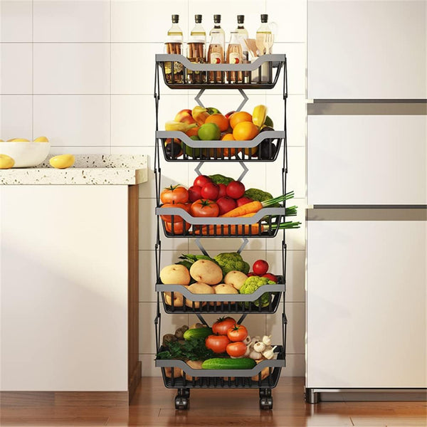 3-Tier Kitchen Organization Fruit Basket: Efficient Storage Rack for Tidy Spaces