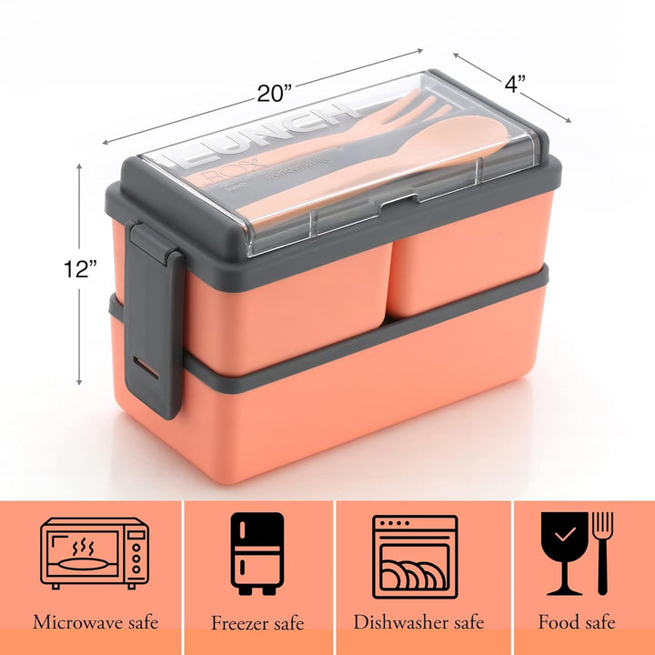 3-Compartment Lunch Box 1400ml: Microwave Safe Plastic, for Office & Kids