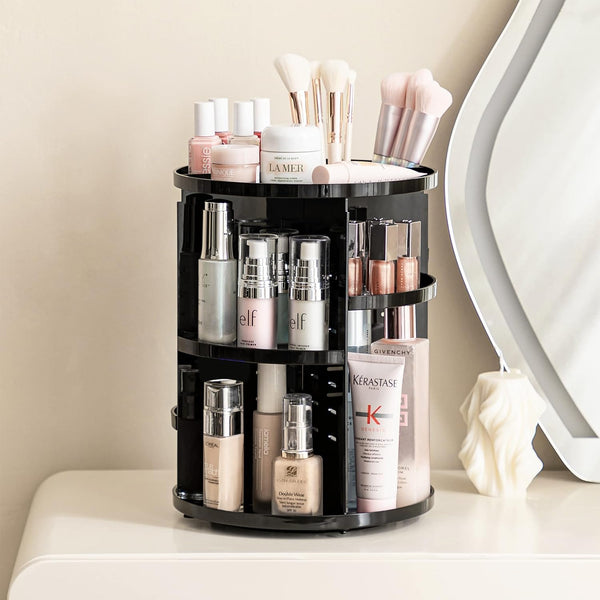 360 Rotating Makeup Organizer: Adjustable, Large Capacity Carousel for Cosmetics, Skincare, and Perfume Storage