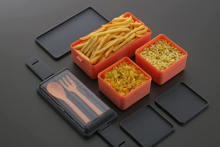 3-Compartment Lunch Box 1400ml: Microwave Safe Plastic, for Office & Kids