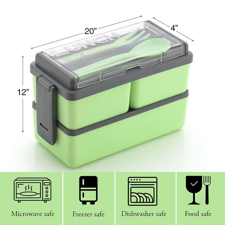 3-Compartment Lunch Box 1400ml: Microwave Safe Plastic, for Office & Kids