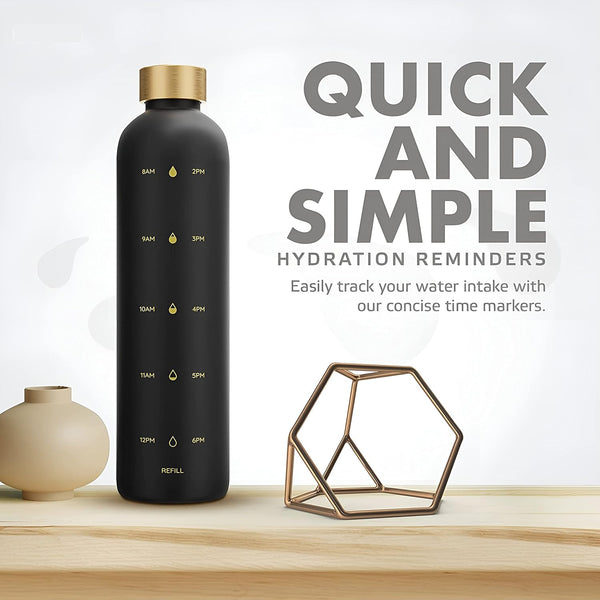 Motivational Water Bottle with Time Marker: BPA-Free Frosted Plastic