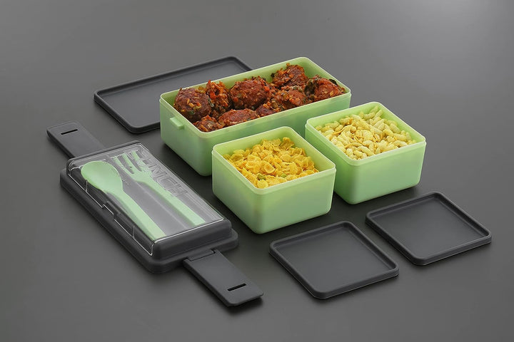 3-Compartment Lunch Box 1400ml: Microwave Safe Plastic, for Office & Kids