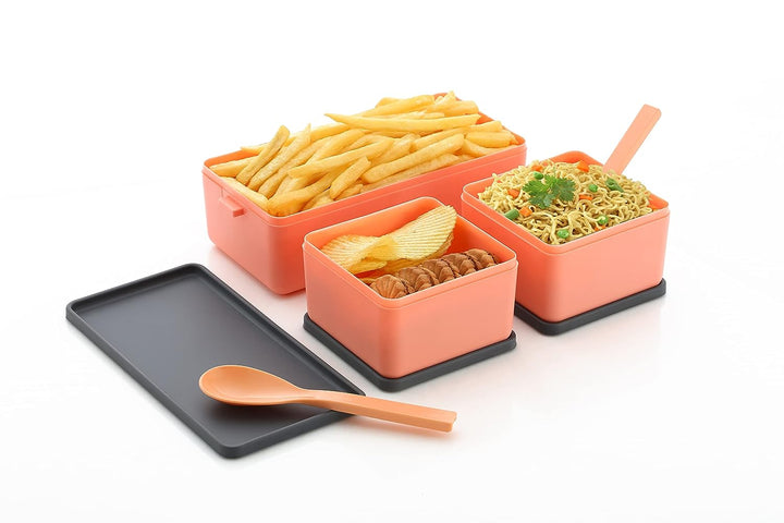 3-Compartment Lunch Box 1400ml: Microwave Safe Plastic, for Office & Kids