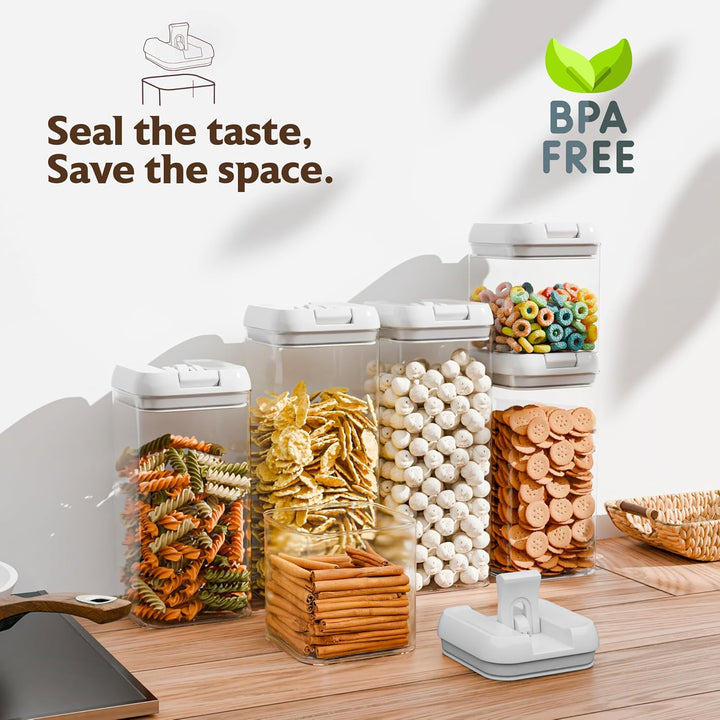 White Air-Tight kitchen Containers Set | BPA-Free, Clear & Stackable ...