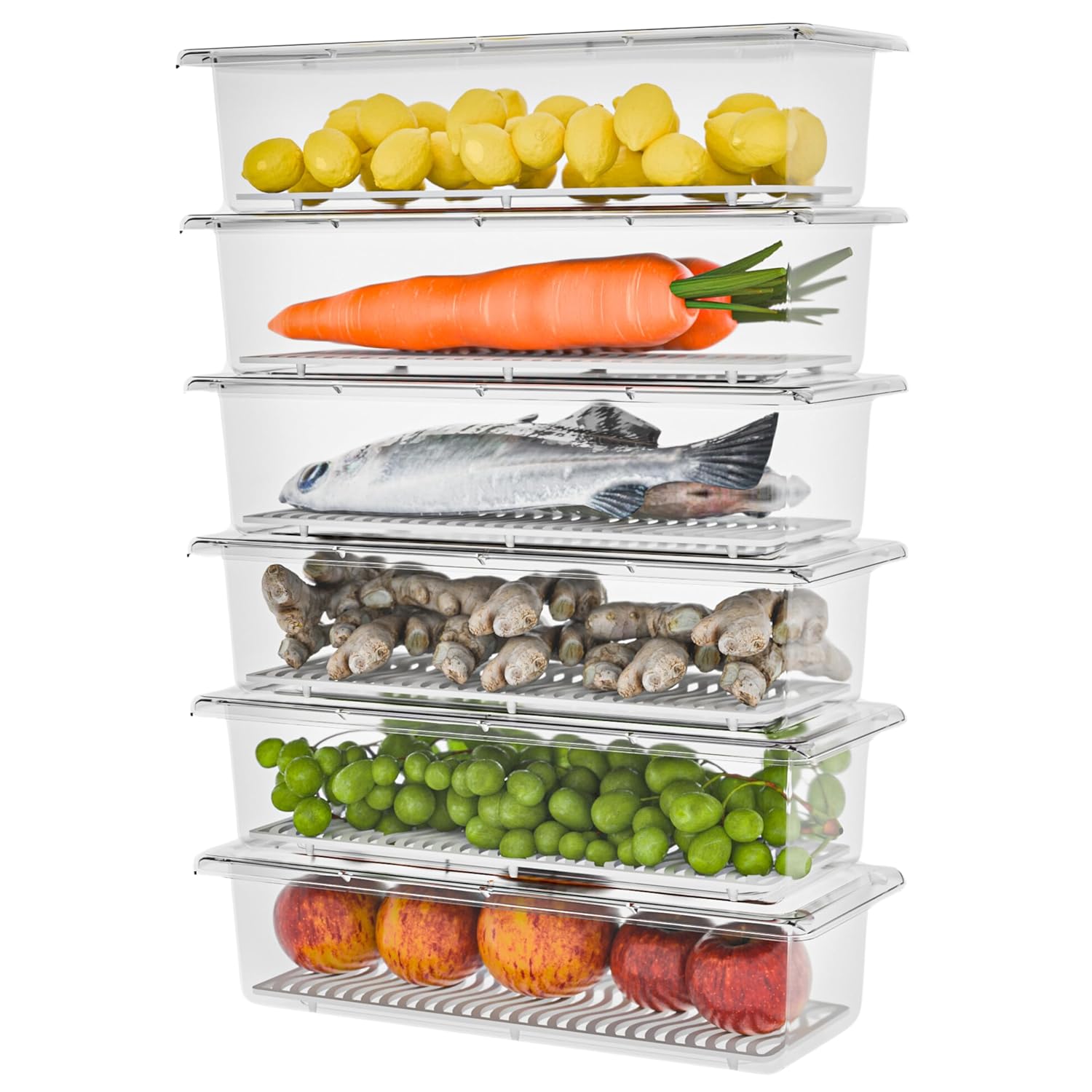 Container Store Fridge Stackable Fridge Storage Containers with Drain Plate – Food Grade ...