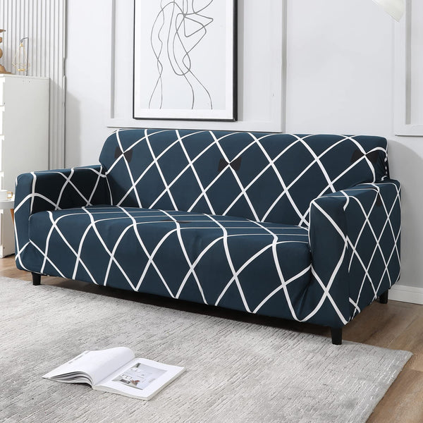 Stretchable Sofa Slipcover: Elastic Sofa Cover for Couch - 92% Polyester 8% Spandex, Green Checks