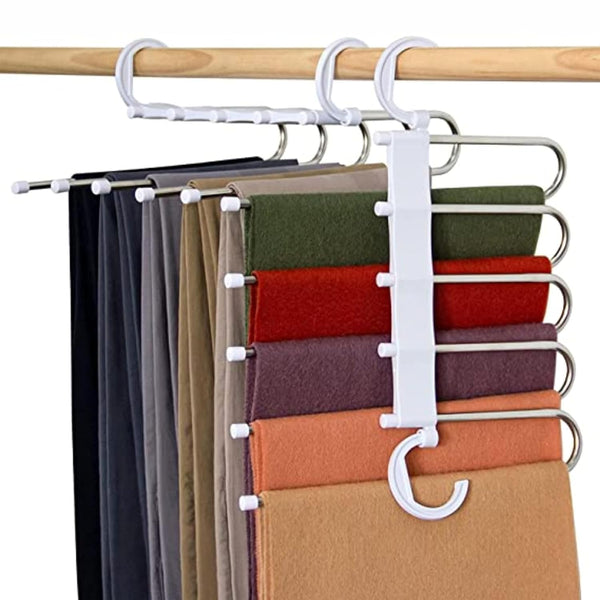 5-in-1 Stainless Steel Foldable Hangers: Multi-Layer Cloaths Hangers for Wardrobe Organization