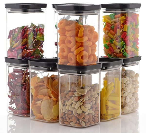 Airtight Push Cap Lid Kitchen Storage Container Set: Plastic Pantry Organization for Efficient Kitchen Storage