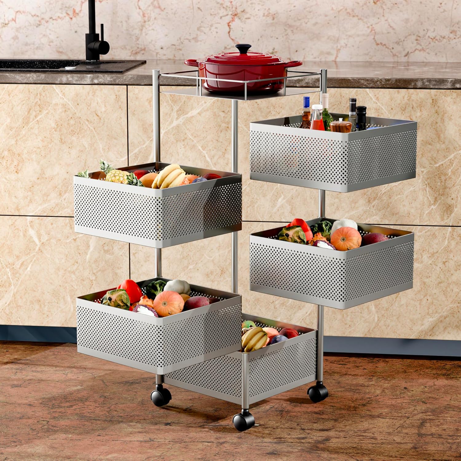 Multipurpose Kitchen Trolley Rack – Vegetable & Storage Organizer ...